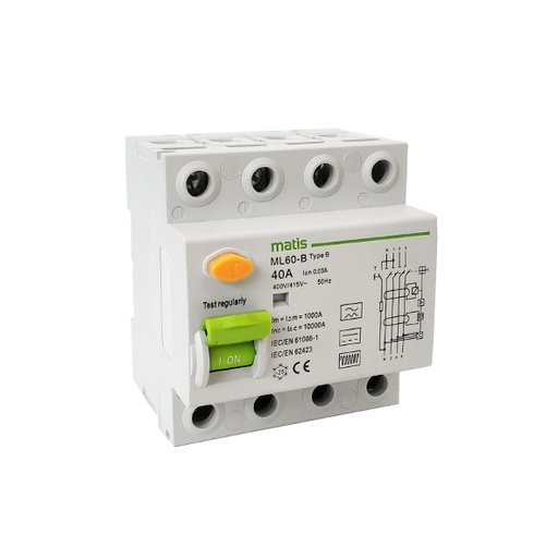 ML60 Class B instantaneous tripping residual current circuit-breakers